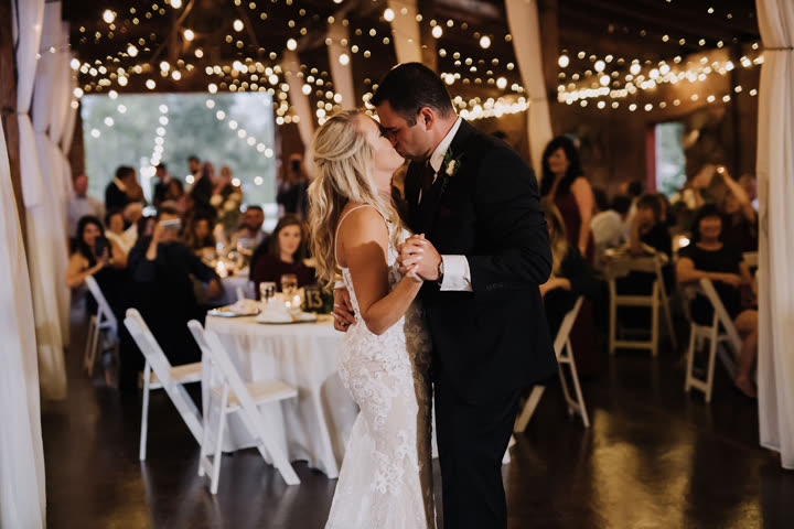 Bride and groom first dance, DJ-lit reception